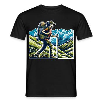 Hiker Hiking - Men's T-Shirt - black - Front - AI Model Male 178 light (178cm)