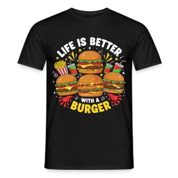 Burger Hamburger - Männer T-Shirt - Schwarz - Vorne - AI Model Male 178 light (178cm)