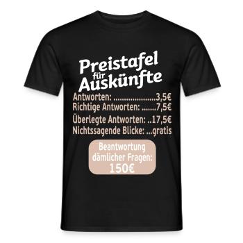 Liste des prix pour les informations sur les proverbes drôles - T-shirt homme - noir - Devant - AI Model Male 178 light (178cm)
