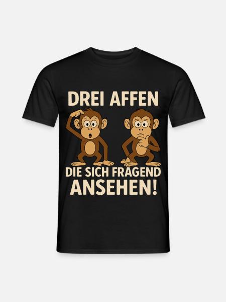Drei Affen Die Sich Fragend Ansehen 3 Affen Spruch - Männer T-Shirt - Schwarz