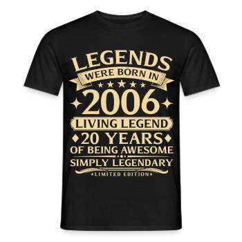 Vintage 2006 Vintage Born 20th Birthday - Men's T-Shirt - black - Front - AI Model Male 178 light (178cm)
