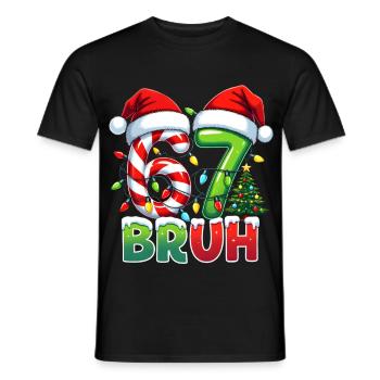 Bruh 67 cannes en sucre de Noël design - T-shirt homme - noir - Devant - AI Model Male 178 light (178cm)