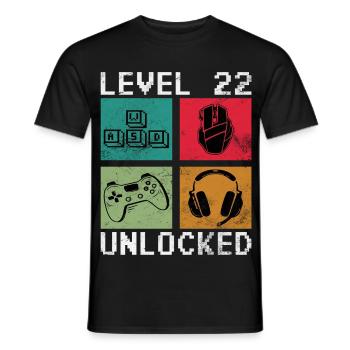 Level 22 Unlock Pixel Icons - Männer T-Shirt - Schwarz - Vorne - AI Model Male 178 light (178cm)