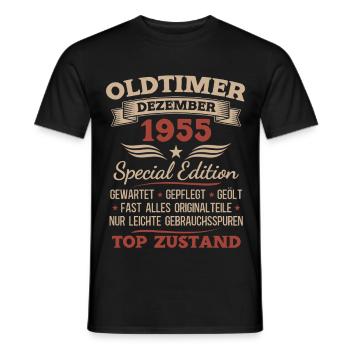 Cadeau du 70e anniversaire Voiture ancienne décembre 1955 - T-shirt homme - noir - Devant - AI Model Male 178 light (178cm)