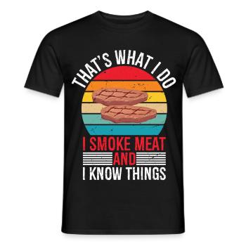 Funny Pitmaster I Smoke Meat BBQ Smoker Grill - Men's T-Shirt - black - Front - AI Model Male 178 light (178cm)