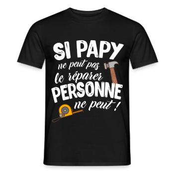 Si Papi Ne Peut Pas Le Réparer Personne Ne Peut - T-shirt homme - noir - Devant - AI Model Male 178 light (178cm)