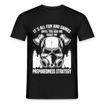  Prepper Must Haves Survivalism Gear Survialist - Men's T-Shirt - black - Front - AI Model Male 178 light (178cm)