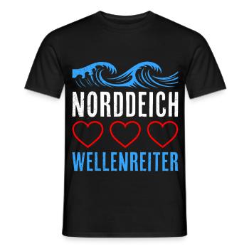 North Sea Holiday NORDDEICH SURFER FUNNY - Men's T-Shirt - black - Front - AI Model Male 178 light (178cm)