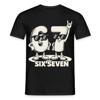 67 Six Seven meme 6 7 - Cadeau de la musique rock rétro - T-shirt homme - noir - Devant - AI Model Male 178 light (178cm)