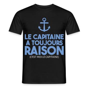 Le Capitaine A Toujours Raison Humour Marin - T-shirt homme - noir - Devant - AI Model Male 178 light (178cm)