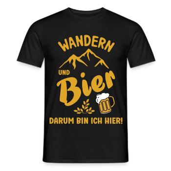Wandern und Bier darum bin ich hier Bier Sprüche - Männer T-Shirt - Schwarz - Vorne - AI Model Male 178 light (178cm)