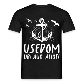 USEDOM HOLIDAY AHOY! Sailor Fun - Men's T-Shirt - black - Front - AI Model Male 178 light (178cm)