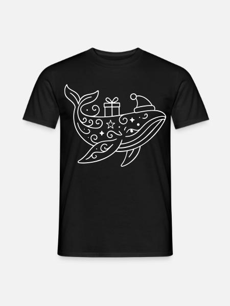 Maritime Weihnachten Wal mit Weihnachtsmütze - Männer T-Shirt - Schwarz