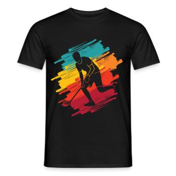 Floorball Player Retro Floorballer Floorball - Men's T-Shirt - black - Front - AI Model Male 178 light (178cm)