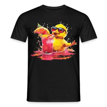 Cool chick with cocktail and sunglasses - Men's T-Shirt - black - Front - AI Model Male 178 light (178cm)