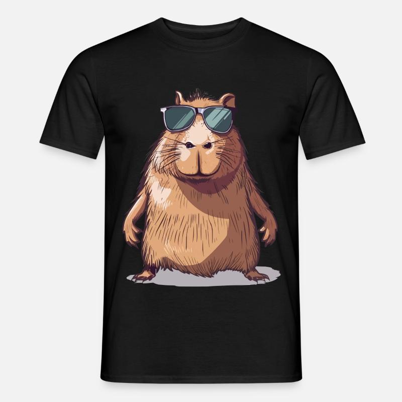 Lässiges Capybara mit Sonnenbrille Comic - Männer T-Shirt - Schwarz