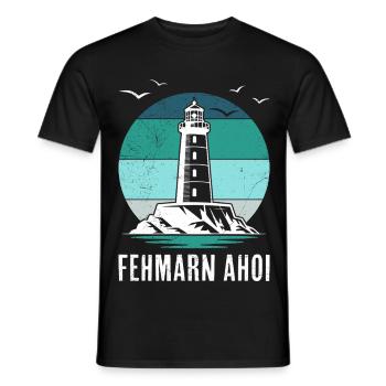 Baltic Sea FEHMARN AHOI Phare Rétro Drôle - T-shirt homme - noir - Devant - AI Model Male 178 light (178cm)