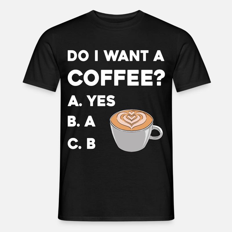 Kaffeefrage Latteherz - Männer T-Shirt - Schwarz