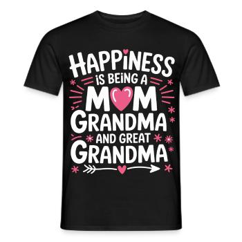Happiness Design: Mama Oma Großmutter - Männer T-Shirt - Schwarz - Vorne - AI Model Male 178 light (178cm)
