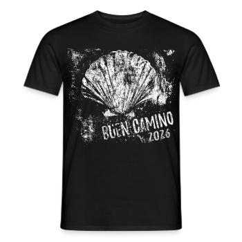 Buen Camino 2026 | Way of St. James, Pilgrims, Santiago - Men's T-Shirt - black - Front - AI Model Male 178 light (178cm)