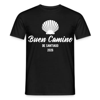 Buen Camino 2026 | Way of St. James, Pilgrims, Santiago - Men's T-Shirt - black - Front - AI Model Male 178 light (178cm)