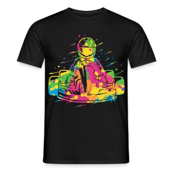 Karting Karting Sport Automobile Go-kart coloré - T-shirt homme - noir - Devant - AI Model Male 178 light (178cm)
