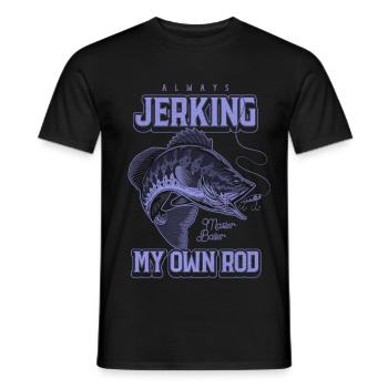 Always Jerking My Rod Funny Fishing - Men's T-Shirt - black - Front - AI Model Male 178 light (178cm)