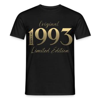 32e anniversaire Original décembre Né en 1993 - T-shirt homme - noir - Devant - AI Model Male 178 light (178cm)