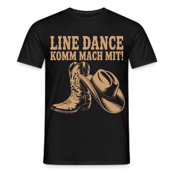 Line Dance Komm mach mit! Cowboyhut Westernstiefel - Männer T-Shirt - Schwarz - Vorne - AI Model Male 178 light (178cm)