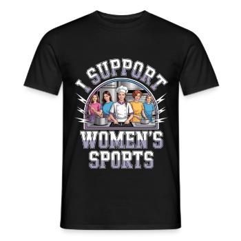 I Support Women's Sports Unwearable Bootleg - Men's T-Shirt - black - Front - AI Model Male 178 light (178cm)