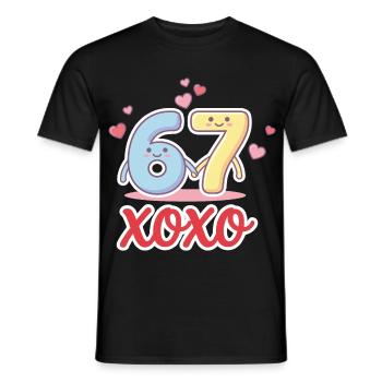 6 7 Sechs Sieben Valentinstag Meme Herz Niedlich  - Männer T-Shirt - Schwarz - Vorne - AI Model Male 178 light (178cm)