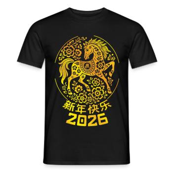 Jahr der Pferdechinesen 2026 Zodiac Chinesisches Neujahr - Männer T-Shirt - Schwarz - Vorne - AI Model Male 178 light (178cm)