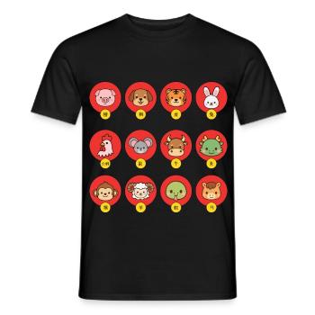 Signes du zodiaque chinois du Nouvel An chinois - T-shirt homme - noir - Devant - AI Model Male 178 light (178cm)
