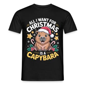 All I Want For Christmas Is A Capybara - Men's T-Shirt - black - Front - AI Model Male 178 light (178cm)