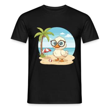 Süße Ente mit Brille Strandsommerurlaub - Männer T-Shirt - Schwarz - Vorne - AI Model Male 178 light (178cm)