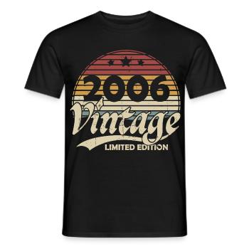 Vintage 2006 Vintage Birthday Gift Retro - Men's T-Shirt - black - Front - AI Model Male 178 light (178cm)