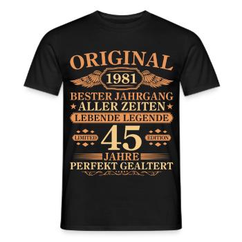 1981 Millésime parfaitement maturé 45e anniversaire - T-shirt homme - noir - Devant - AI Model Male 178 light (178cm)