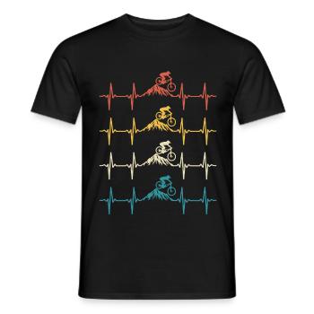 Mountain Bike Heartbeat Retro Mountain Bike - Men's T-Shirt - black - Front - AI Model Male 178 light (178cm)
