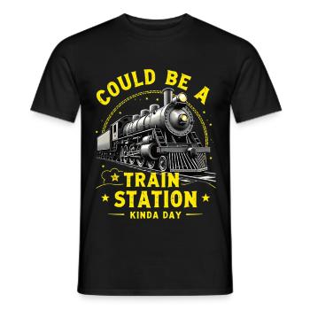 Journée de la gare à vapeur - T-shirt homme - noir - Devant - AI Model Male 178 light (178cm)