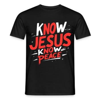 Connais Jésus, connais la paix - T-shirt homme - noir - Devant - AI Model Male 178 light (178cm)