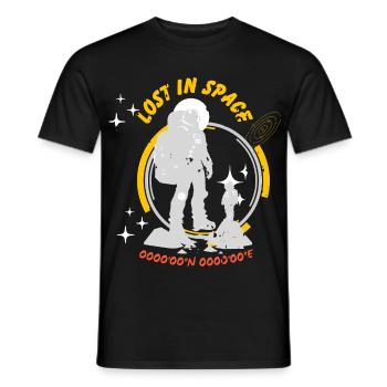 Lost in Space – Astronaut Trail - Men's T-Shirt - black - Front - AI Model Male 178 light (178cm)