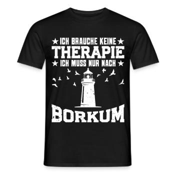 Borkumer N’A PAS BESOIN DE THÉRAPIE SEULEMENT APRÈS - T-shirt homme - noir - Devant - AI Model Male 178 light (178cm)