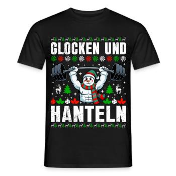 Noël CLOCHES ET HALTÈRES Fun - T-shirt homme - noir - Devant - AI Model Male 178 light (178cm)