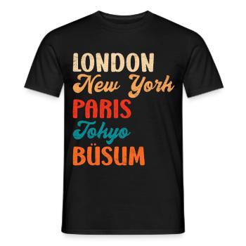 Mer des Wadden LONDRES NEW YORK PARIS BÜSUM Drôle - T-shirt homme - noir - Devant - AI Model Male 178 light (178cm)