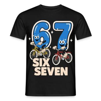 67 Six Seven meme Cycling - Italian Lust - Men's T-Shirt - black - Front - AI Model Male 178 light (178cm)