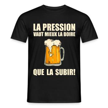 Pressure is better to drink it humor beer - Men's T-Shirt - black - Front - AI Model Male 178 light (178cm)