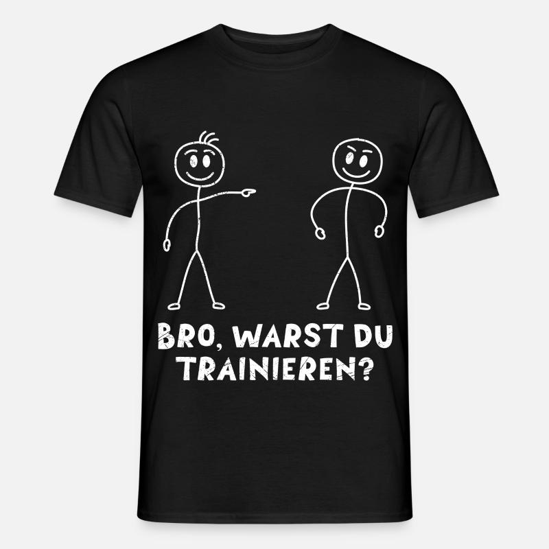 Strichmännchen HAST DU TRAINIERT Lustiges - Männer T-Shirt - Schwarz