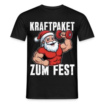 Santa Claus FORCE POUR LE FESTIN Fun - T-shirt homme - noir - Devant - AI Model Male 178 light (178cm)