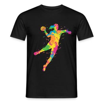 Handball Women Colorful Handball Player Handball Player - Men's T-Shirt - black - Front - AI Model Male 178 light (178cm)