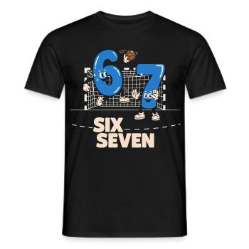 67 Six Seven meme Handball - Lustiges Geschenk - Männer T-Shirt - Schwarz - Vorne - AI Model Male 178 light (178cm)